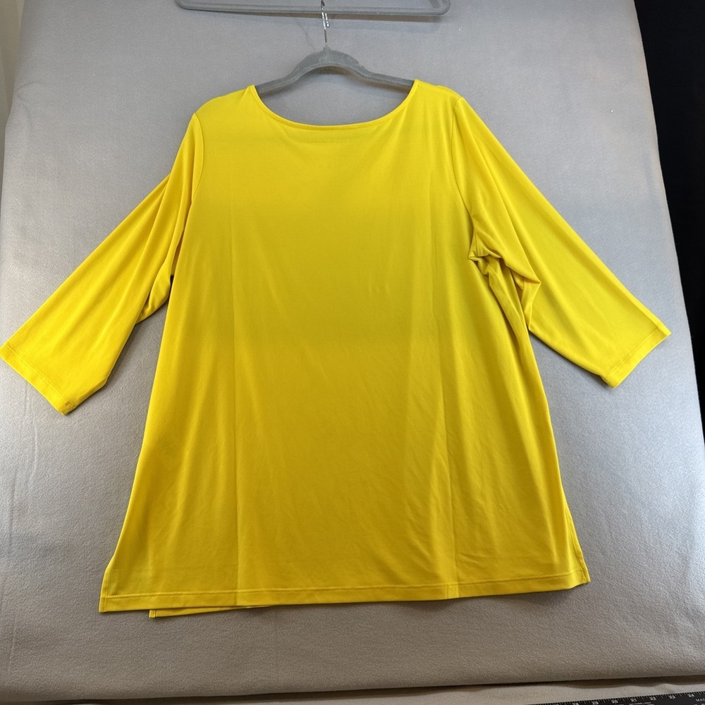Susan Graver Blouse, Size 1X, Yellow, 3/4 Sleeves, Casual, Workwear, QVC - Picture 3 of 6